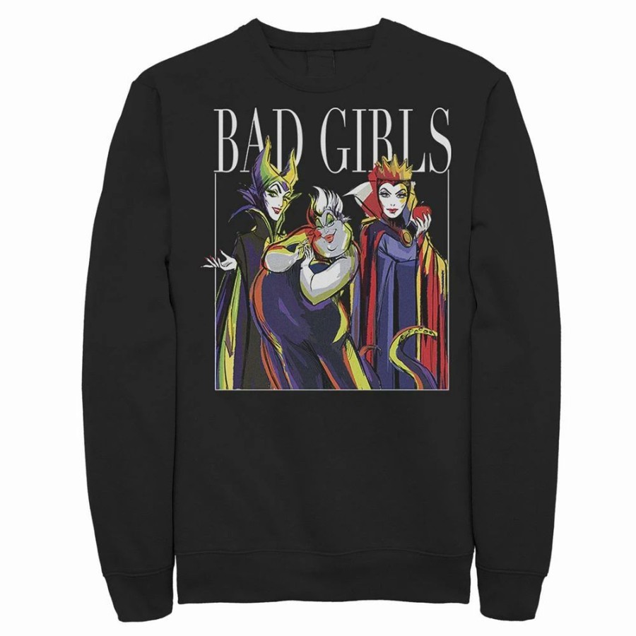 Tops * | Men'S Disney Villains Bad Girls Group Shot Painted Sweatshirt