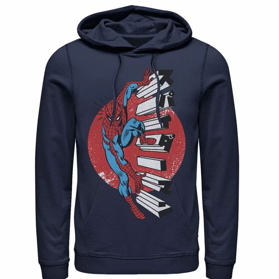 Tops * | Men'S Marvel Spider-Man Kanji Climbing Stairs Hoodie