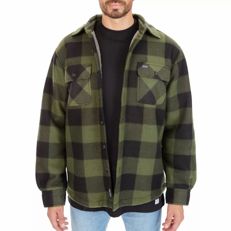 Tops * | Men'S Smith'S Workwear Sherpa-Lined Plaid Microfleece Shirt Jacket