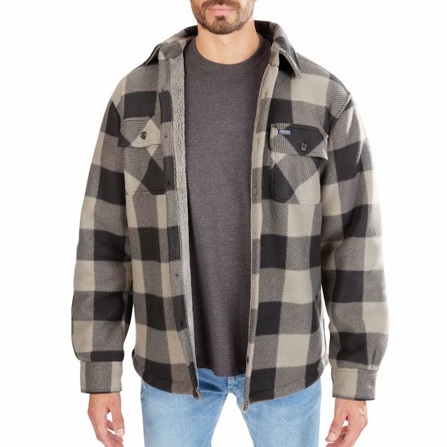 Tops * | Men'S Smith'S Workwear Sherpa-Lined Plaid Microfleece Shirt Jacket