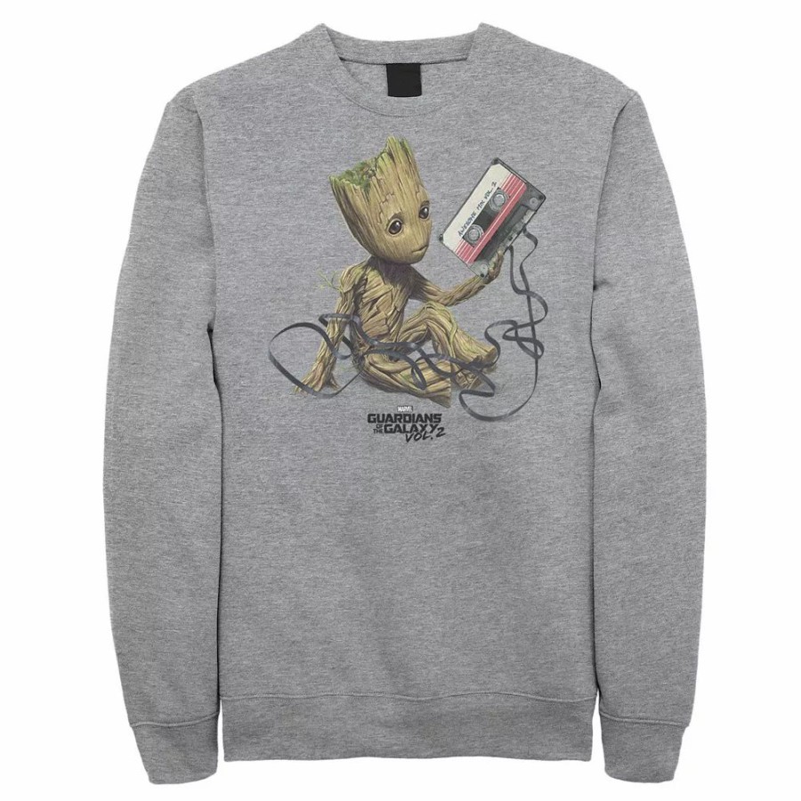 Tops * | Big & Tall Marvel Guardians Of The Galaxy Vol. 2 Groot Tape Portrait Sweatshirt