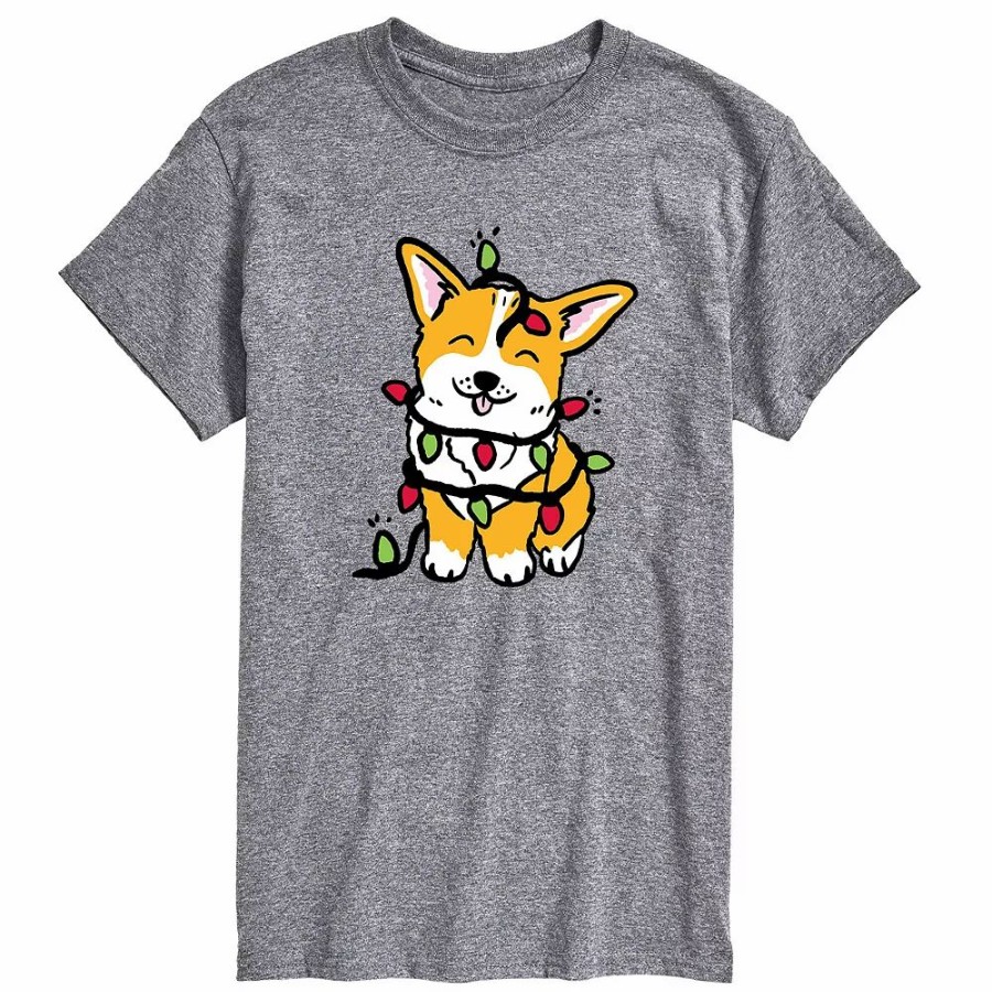 Tops * | Big & Tall Corgi Christmas Lights Tee