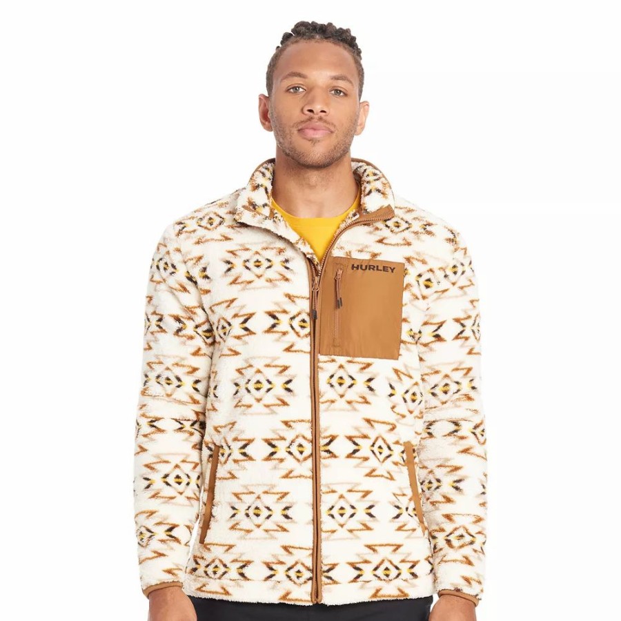 Tops * | Men'S Hurley Printed Sherpa Jacket