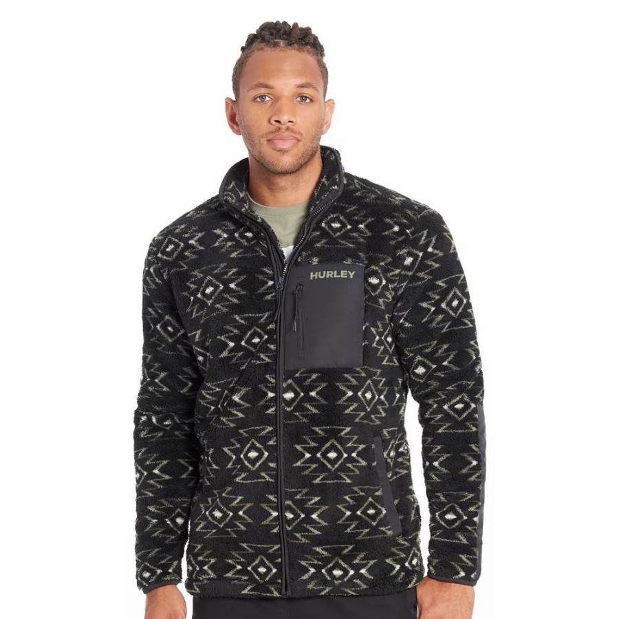 Tops * | Men'S Hurley Printed Sherpa Jacket