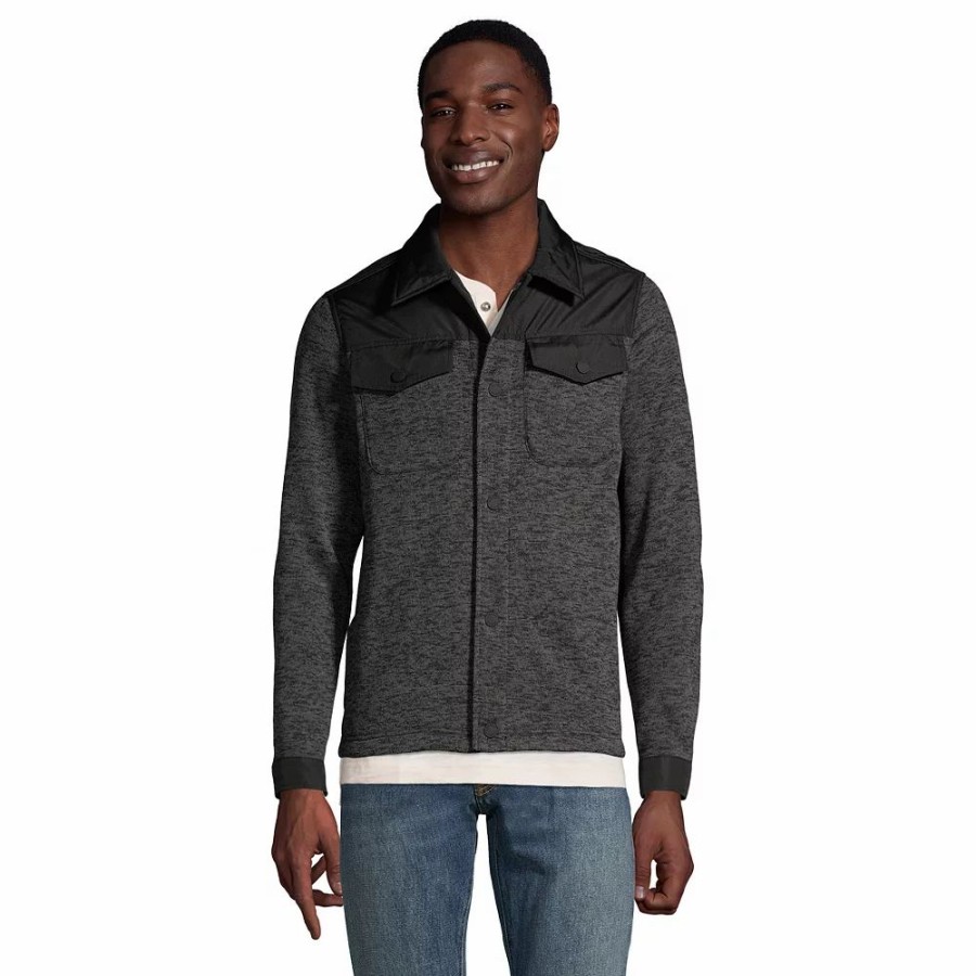 Outerwear * | Big & Tall Lands' End Sweater Fleece Shirt Jacket