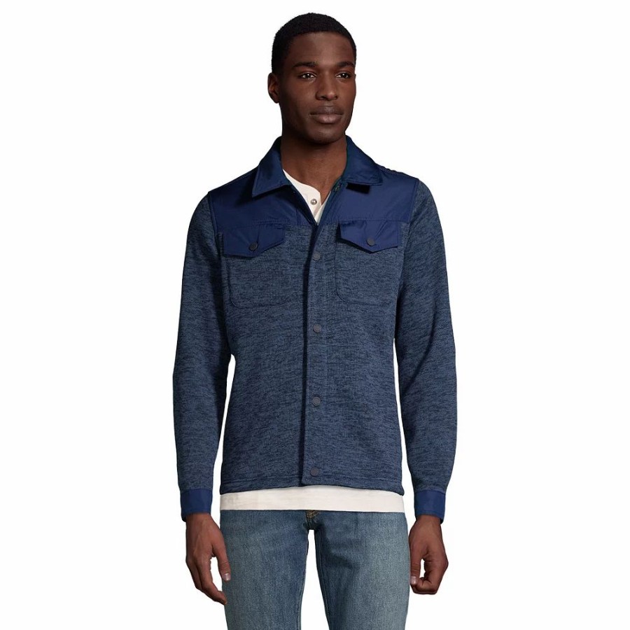 Outerwear * | Big & Tall Lands' End Sweater Fleece Shirt Jacket