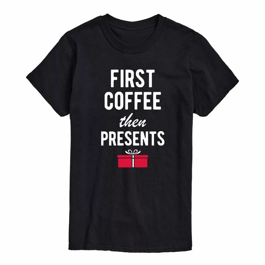 Tops * | Men'S First Coffee Then Presents Tee