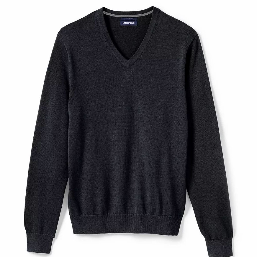 Tops * | Big & Tall Lands' End Classic-Fit Fine-Gauge Supima Cotton V-Neck Sweater