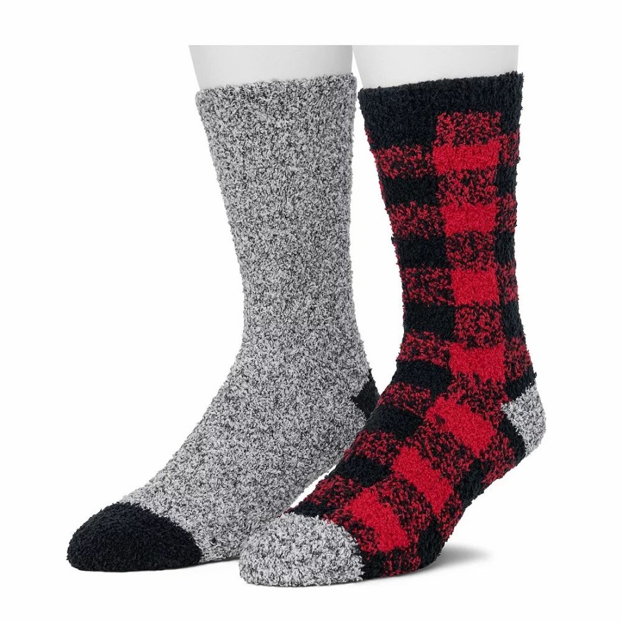 Socks & Hosiery * | Cuddl Duds Socks For Men 2-Pack Patterned & Solid Ultra Soft And Cozy Crew Socks