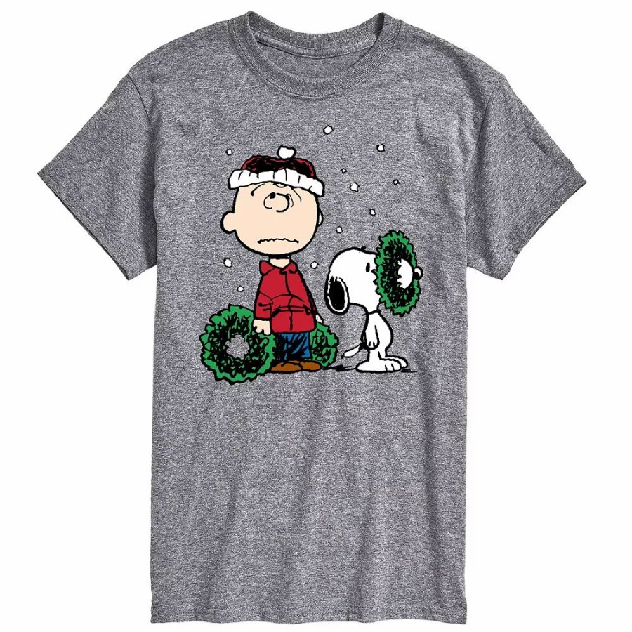 Tops * | Big & Tall Peanuts Charlie Wreath Tee