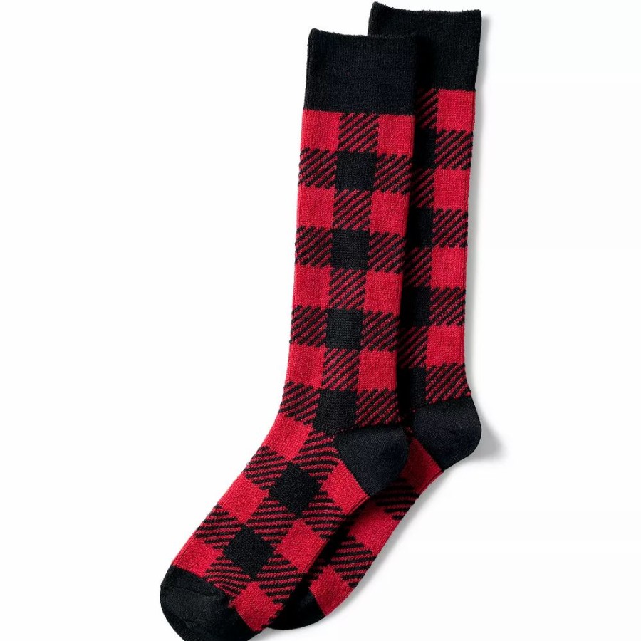 Socks & Hosiery * | Men'S Lands' End Patterned Wool-Blend Boot Socks