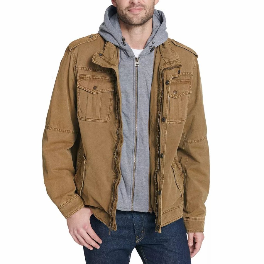 Outerwear * | Men'S Levi'S Washed Cotton Quilt-Lined Hooded Trucker Jacket