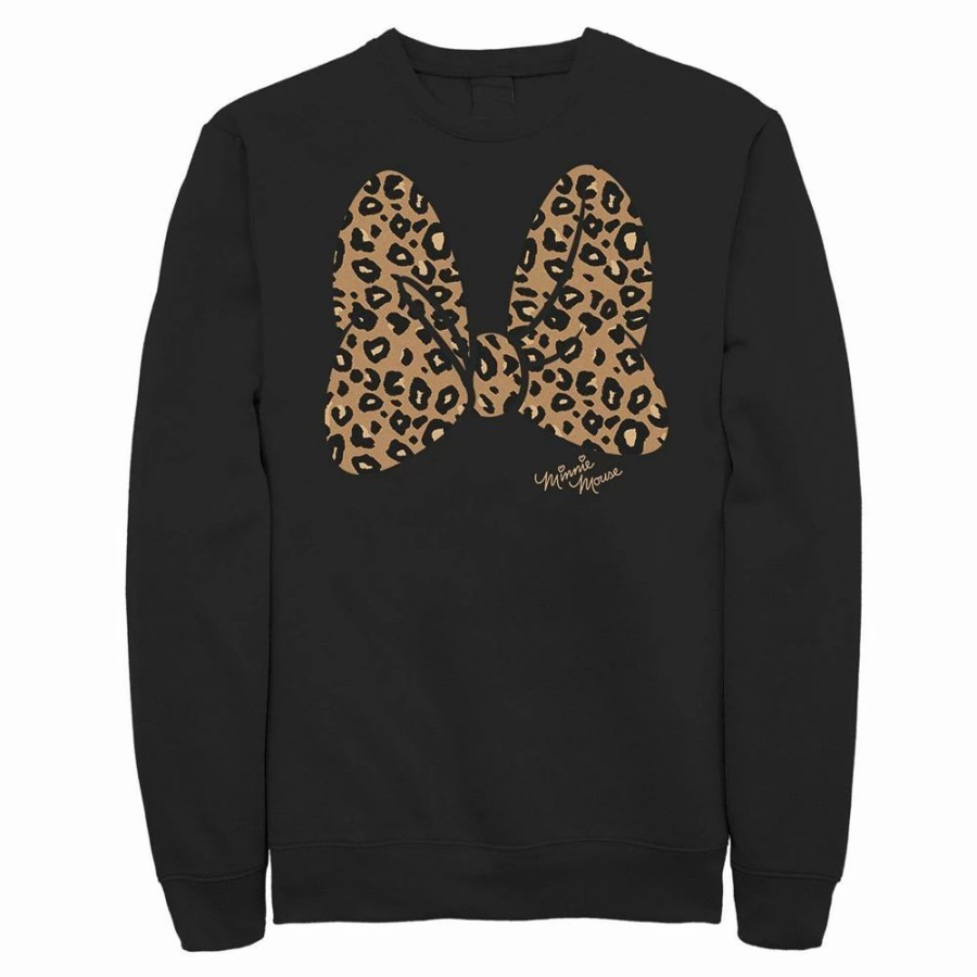 Tops * | Big & Tall Disney Minnie Mouse Leopard Print Bow Sweatshirt