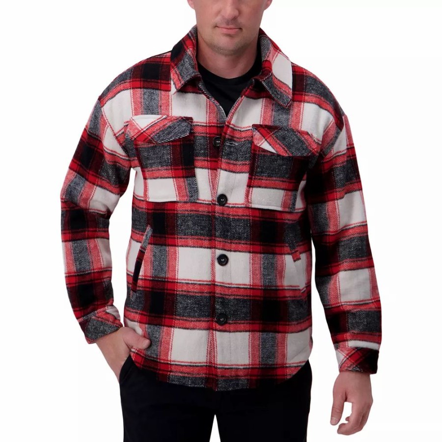 Outerwear * | Men'S Haggar Supersoft Plaid Shirt Jacket