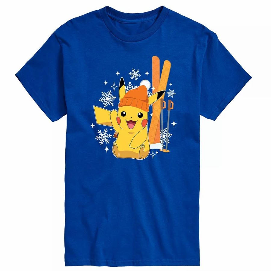 Tops * | Big & Tall Pokemon Pikachu Skiing Tee