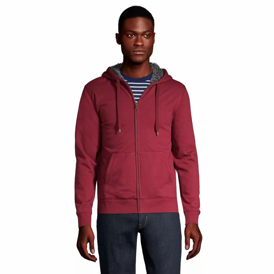 Tops * | Men'S Lands' End Serious Sweats Full-Zip Sherpa Hoodie