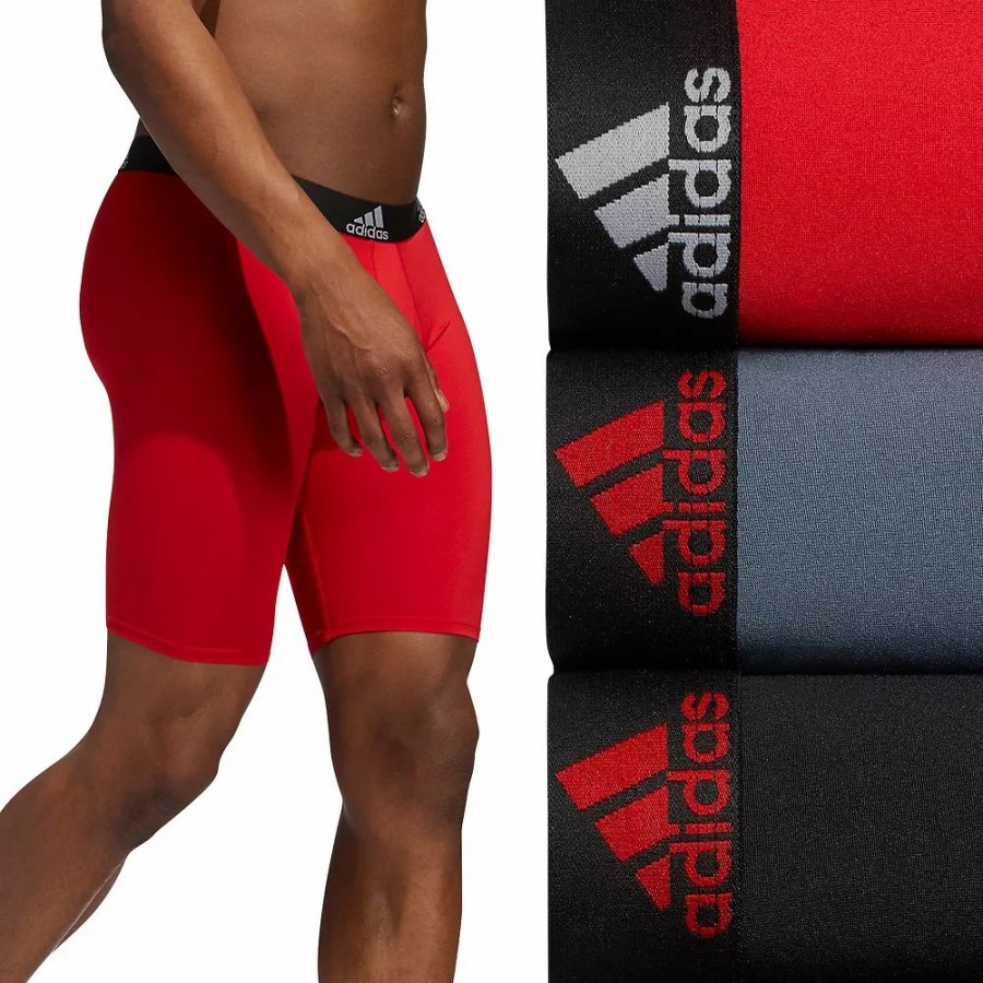 Underwear * | Men'S Adidas Performance 3-Pack Long Boxer Briefs