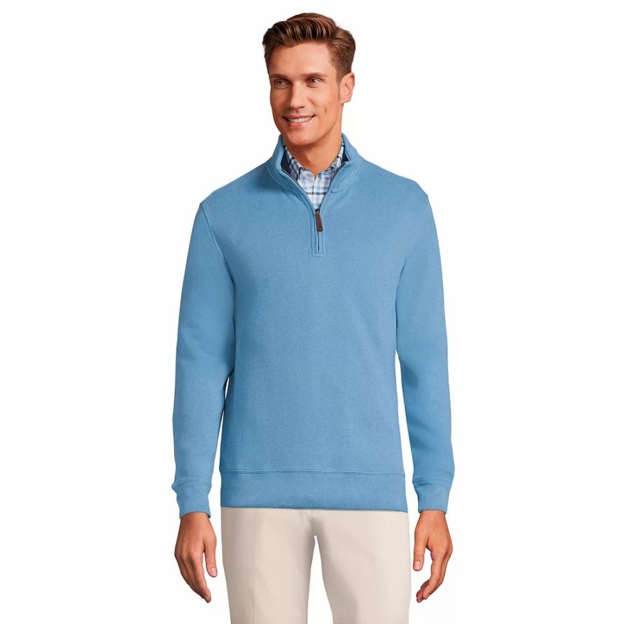 Tops * | Big & Tall Lands' End Bedford Regular-Fit Rib Quarter-Zip Sweater