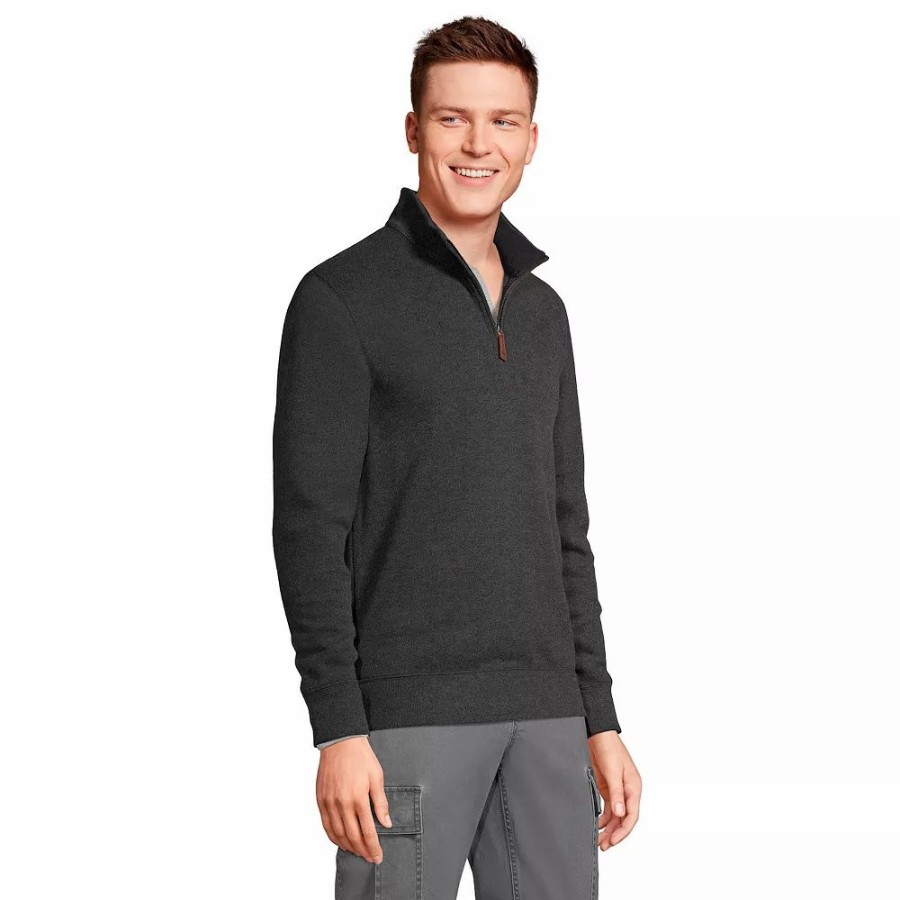 Tops * | Big & Tall Lands' End Bedford Regular-Fit Rib Quarter-Zip Sweater