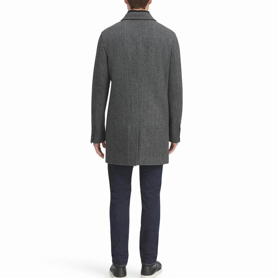 Outerwear * | Men'S Dockers Midweight Wool-Blend Topcoat With Quilted Bib Herringbone