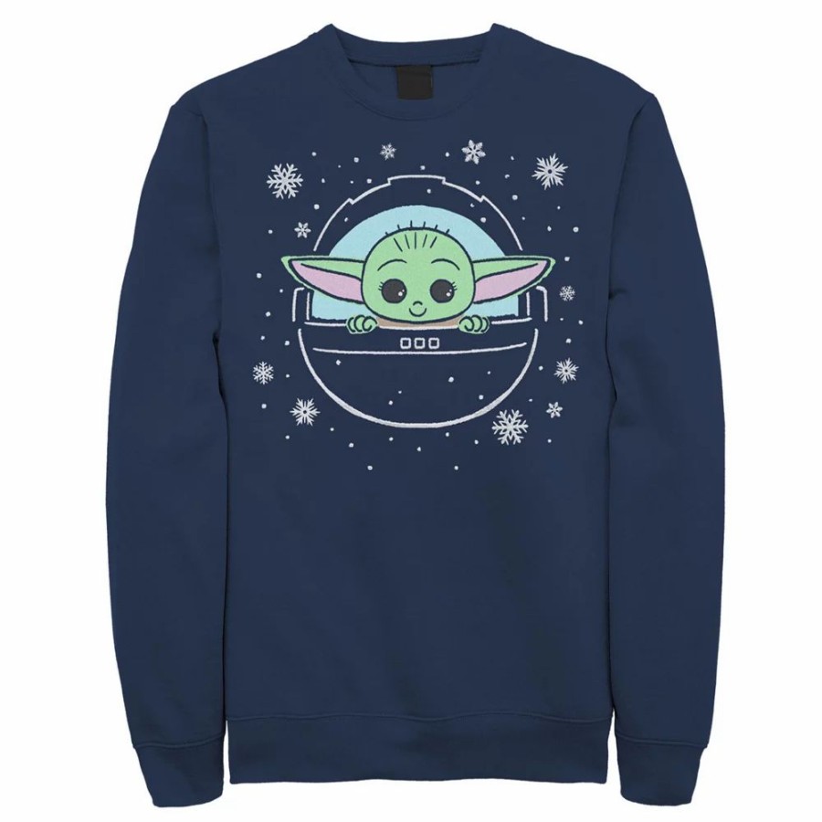 Tops * | Men'S Star Wars: The Mandalorian Christmas The Child Snowflakes Sweatshirt