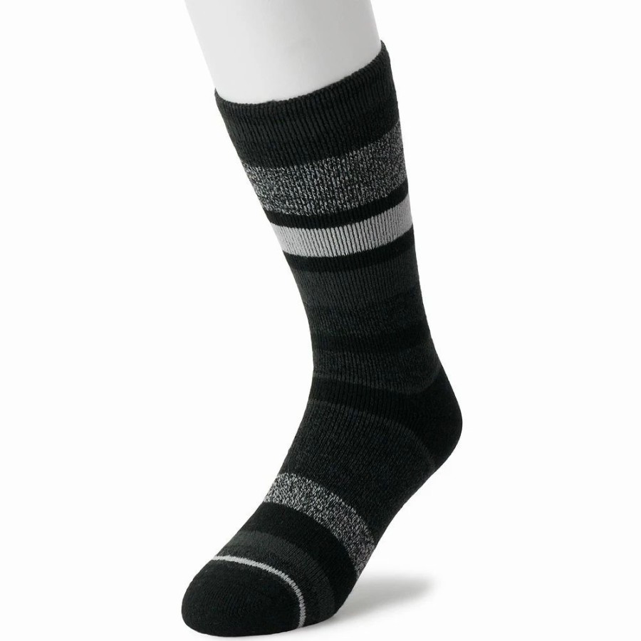 Socks & Hosiery * | Men'S Heat Holders Lite Thermal Striped Crew Socks