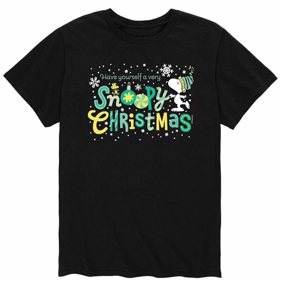 Tops * | Men'S Peanuts Snoopy Christmas Tee