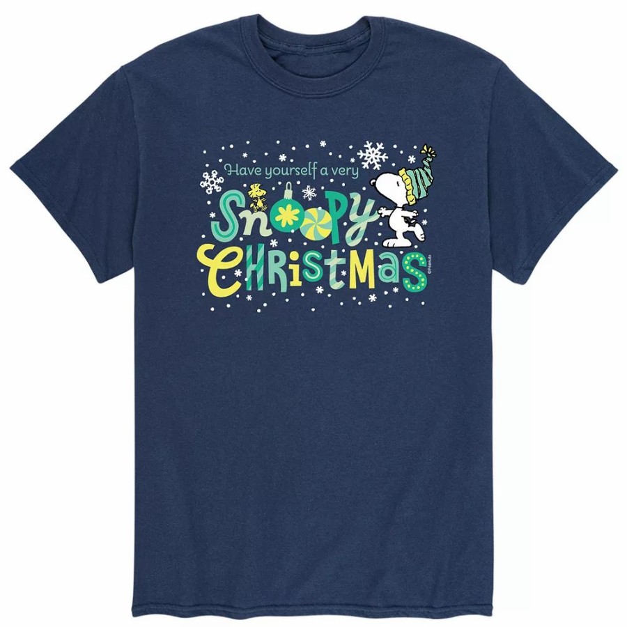 Tops * | Men'S Peanuts Snoopy Christmas Tee