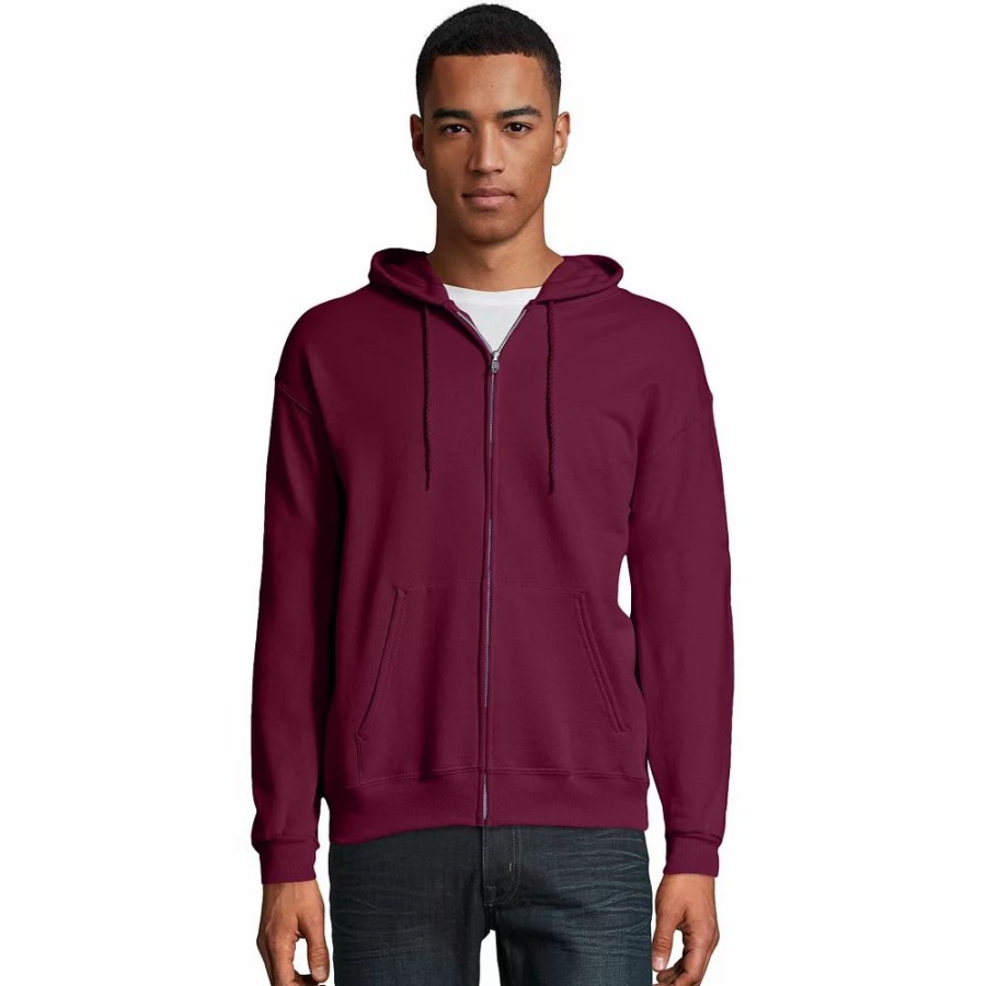 Tops * | Men'S Hanes Ecosmart Fleece Full-Zip Hooded Jacket