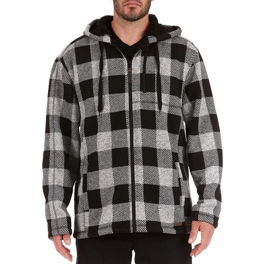 Outerwear * | Men'S Smith'S Workwear Buffalo Plaid Sweater Fleece Hooded Jacket