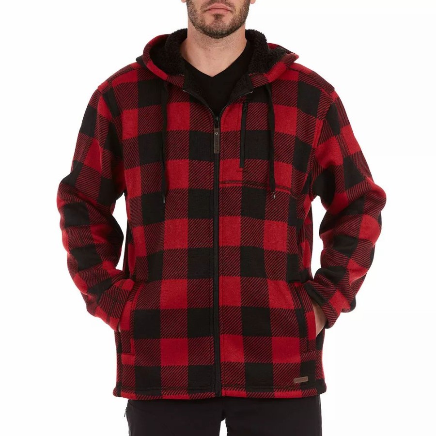 Outerwear * | Men'S Smith'S Workwear Buffalo Plaid Sweater Fleece Hooded Jacket