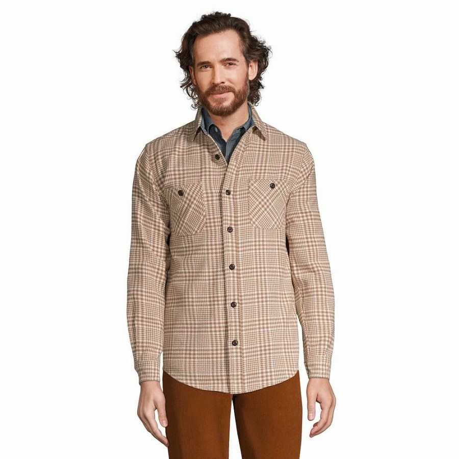 Tops * | Big & Tall Lands' End Traditional-Fit Rugged Flannel Button-Down Shirt