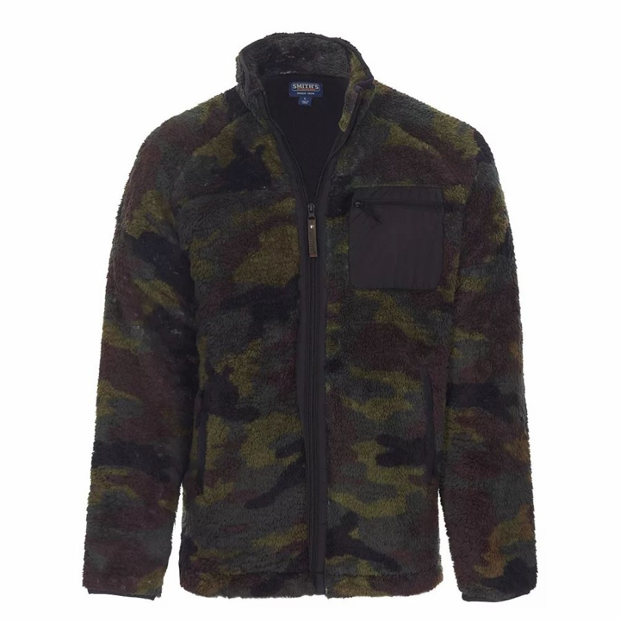 Outerwear * | Men'S Smith'S Workwear Camo Butter-Sherpa Mesh-Lined Zip Jacket Green Camo