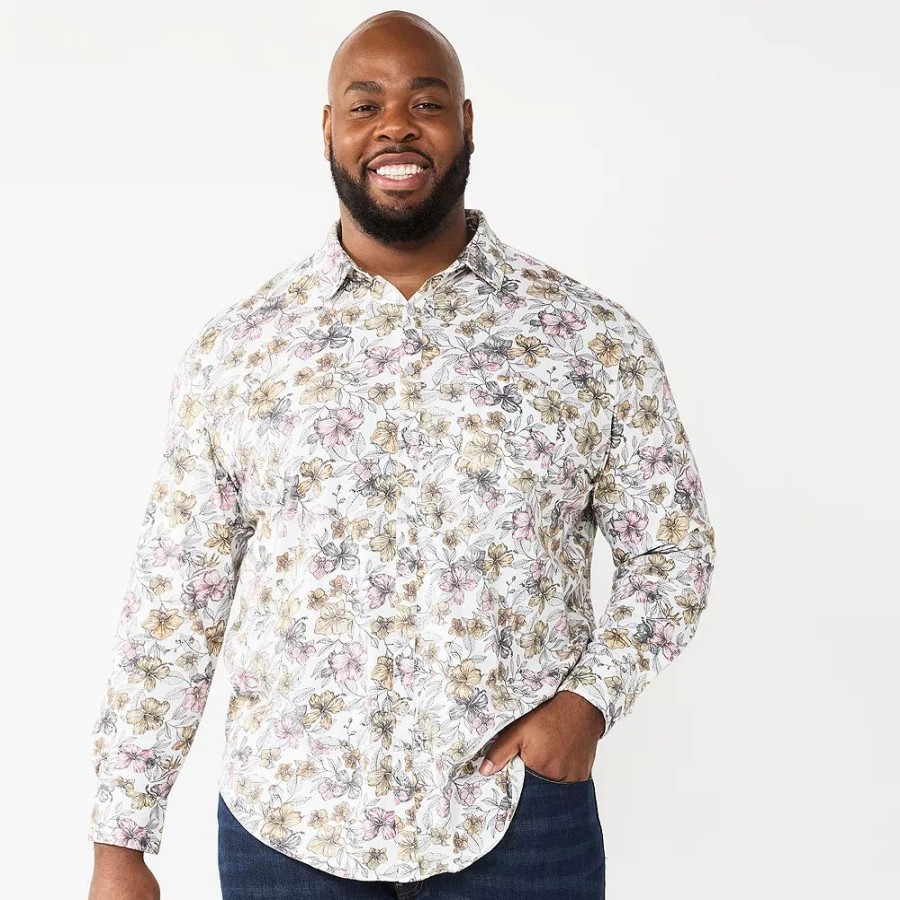 Tops * | Big & Tall Apt. 9 Knit Button-Down Shirt