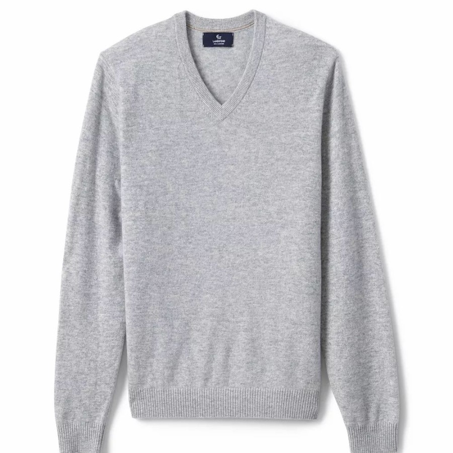 Tops * | Big & Tall Lands' End Fine-Gauge Cashmere V-Neck Sweater