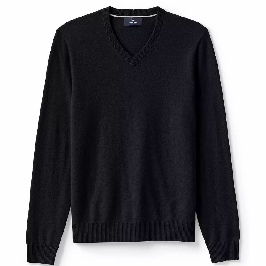 Tops * | Big & Tall Lands' End Fine-Gauge Cashmere V-Neck Sweater