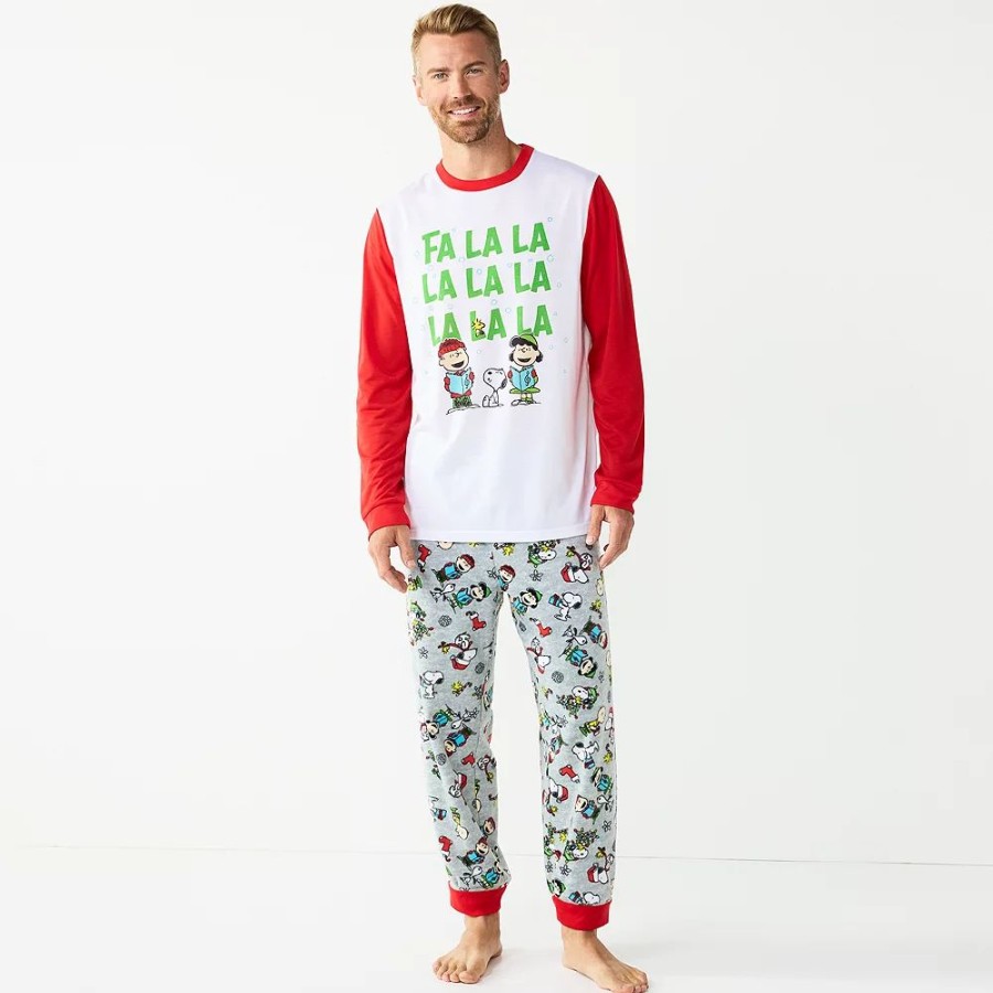 Sleepwear * | Men'S Jammies For Your Families Peanuts "Fa La La" Pajama Set