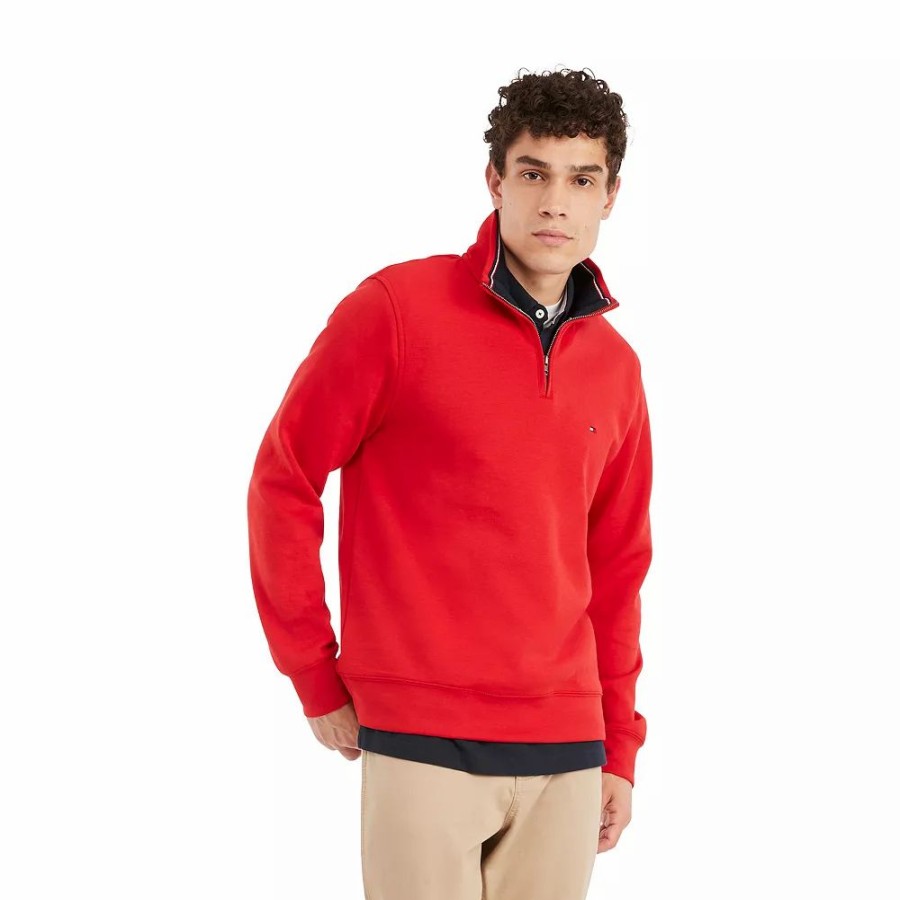 Tops * | Men'S Tommy Hilfiger Logo Quarter-Zip Top