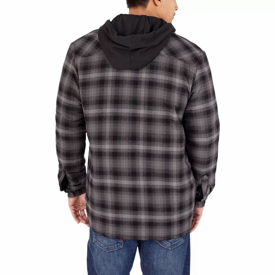 Outerwear * | Big & Tall Dickies Plaid Relaxed-Fit Fleece Hooded Flannel Shirt Jacket