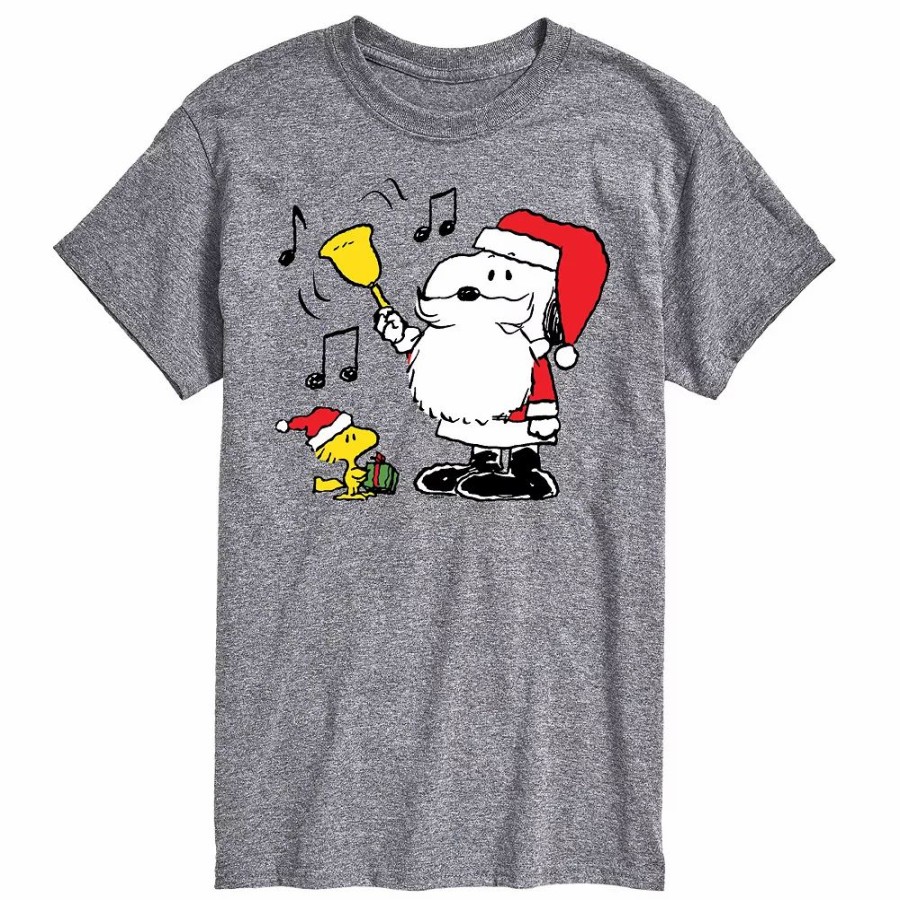 Tops * | Men'S Peanuts Snoopy Santa Bell Tee