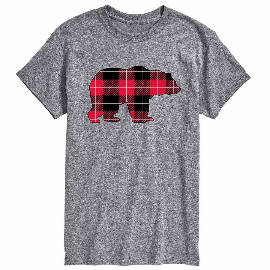 Tops * | Big & Tall Buffalo Plaid Bear Tee