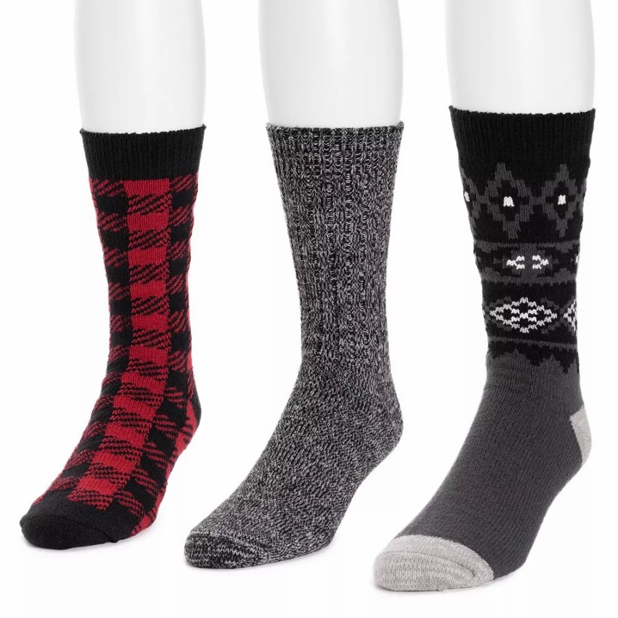 Socks & Hosiery * | Men'S Muk Luks 3-Pack Microfiber Crew Boot Socks