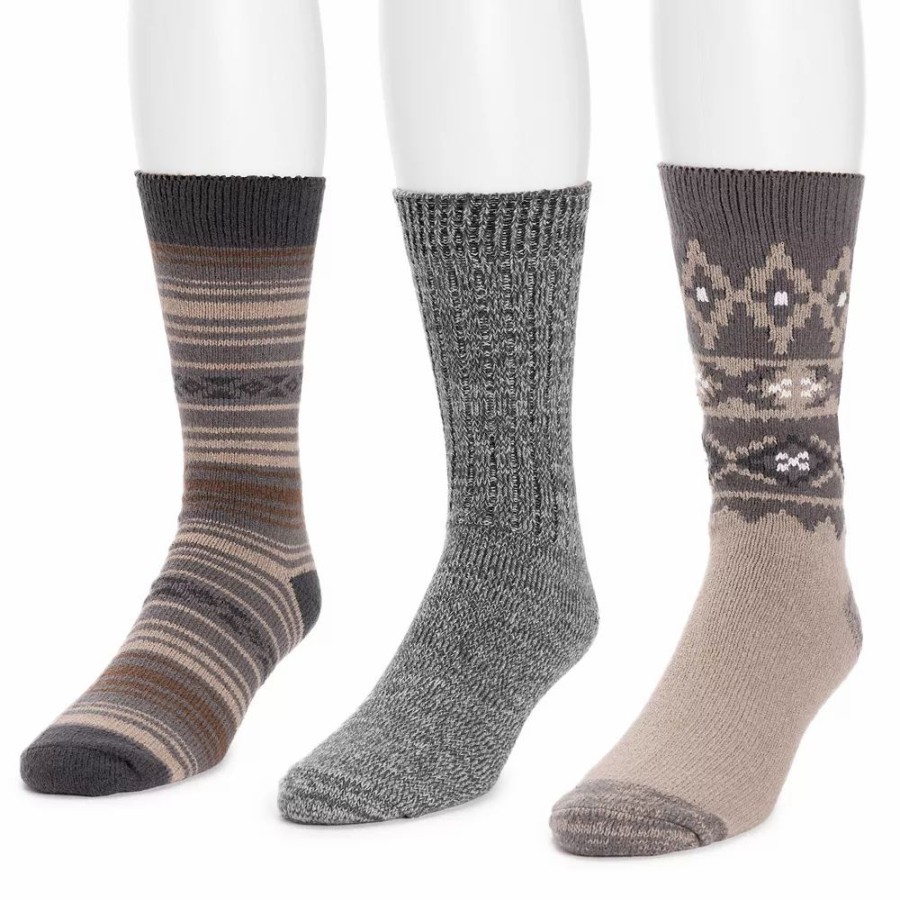 Socks & Hosiery * | Men'S Muk Luks 3-Pack Microfiber Crew Boot Socks