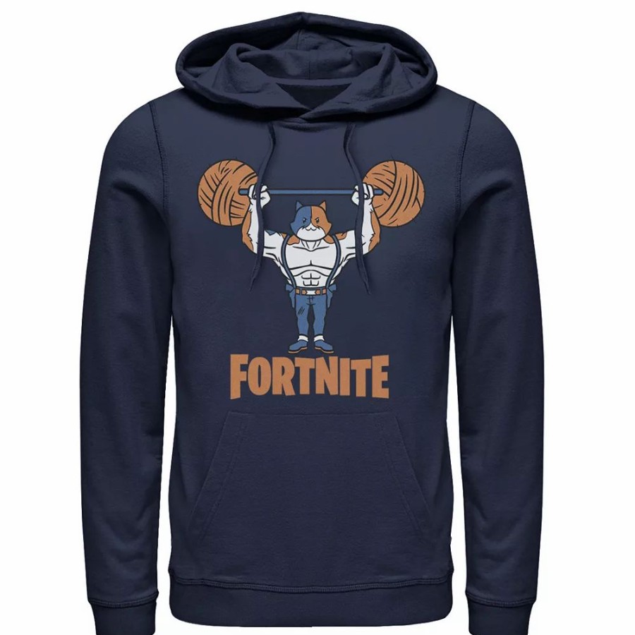 Tops * | Men'S Fortnite Meowscles Yarn Work Out Logo Hoodie