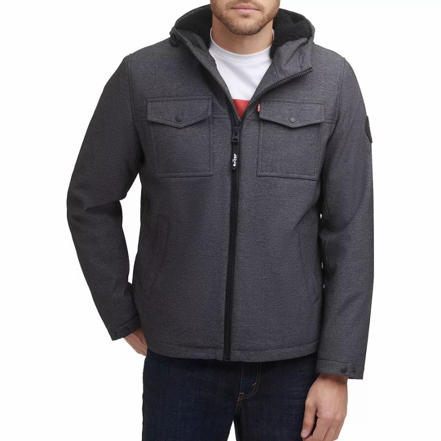 Outerwear * | Men'S Levi'S Softshell Sherpa-Lined Hooded Performance Jacket