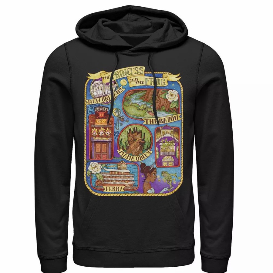 Tops * | Men'S Disney Princess And The Frog Group Shot Large Map Hoodie