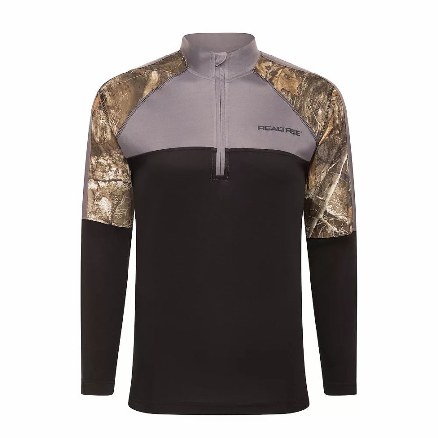 Tops * | Men'S Realtree Performance Edge Camo Quarter-Zip Pullover Top