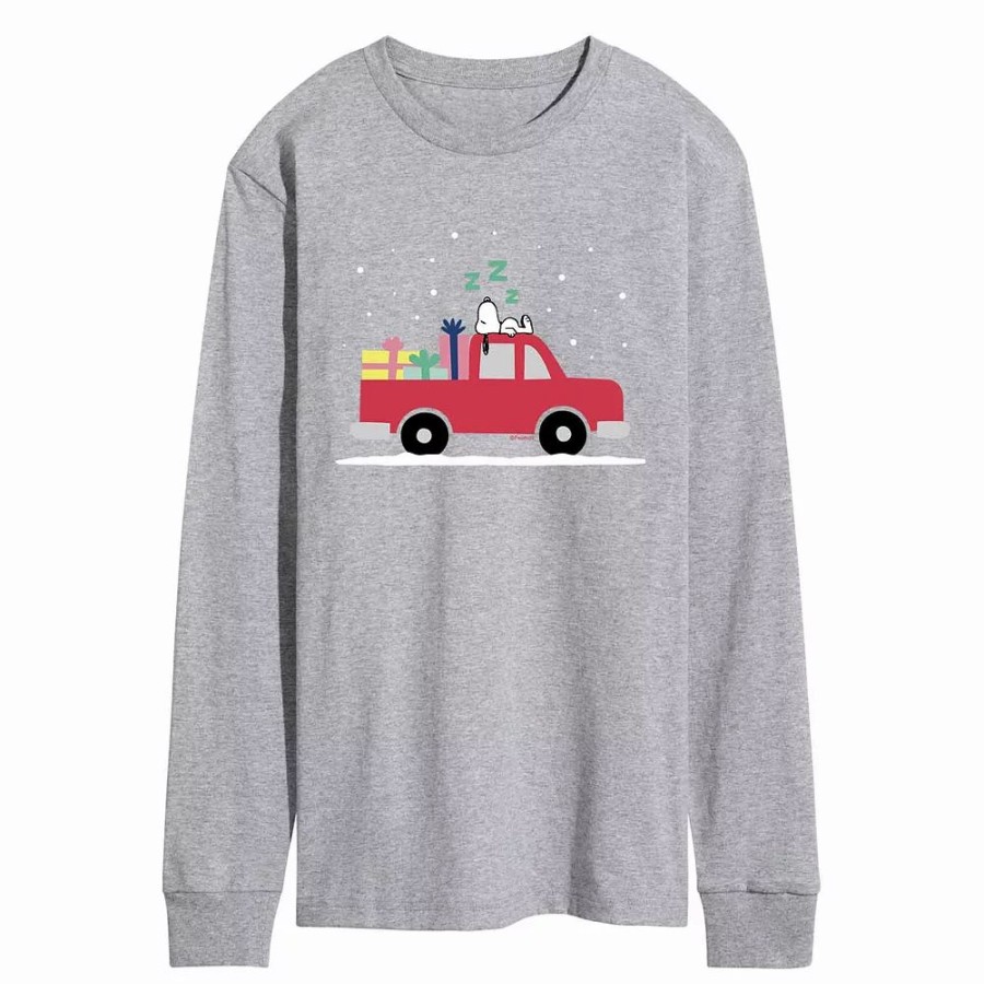 Tops * | Men'S Peanuts Snow Car Tee