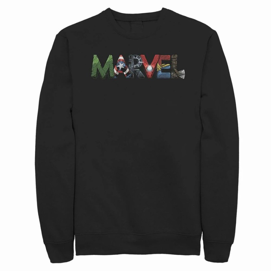 Tops * | Big & Tall Marvel Avengers Character Text Portrait Sweatshirt