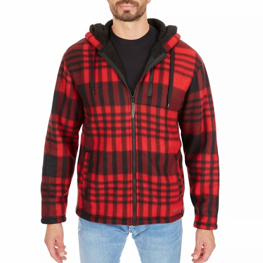 Tops * | Men'S Smith'S Workwear Butter-Sherpa Lined Plaid Hooded Jacket